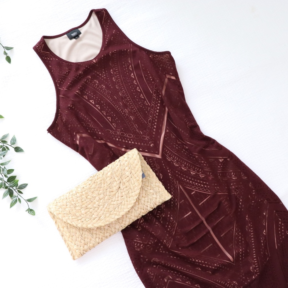 NWOT Mossimo Burgundy Tribal Print Dress